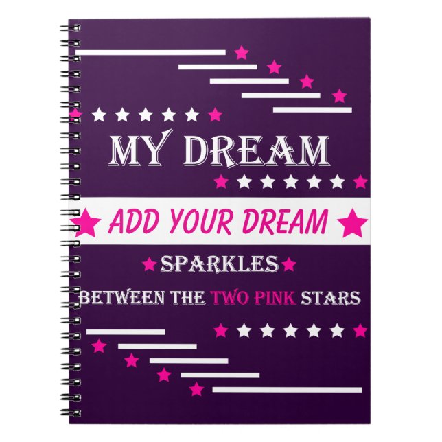 Caderno Espiral Personalized My Dream Between the Two Pink Stars (Frente)