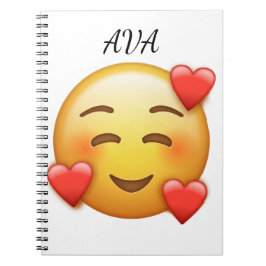 Caderno Espiral  Personalized Name Notebook with Hearts Emoji