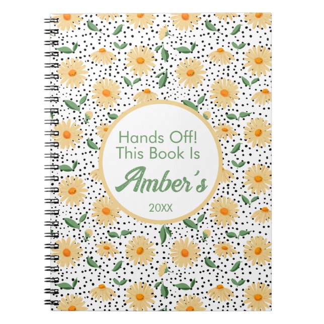 Caderno Espiral Personalized Notebook – Daisy design (Frente)