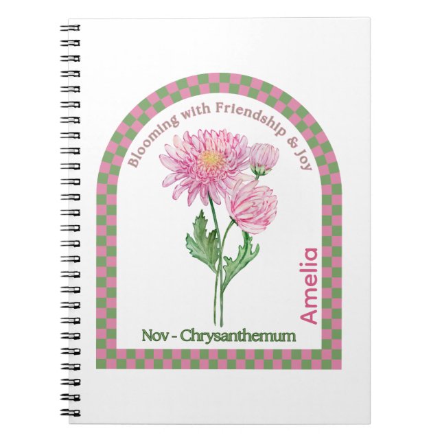 Caderno Espiral Personalized November Birth Month Flower Notebook (Frente)