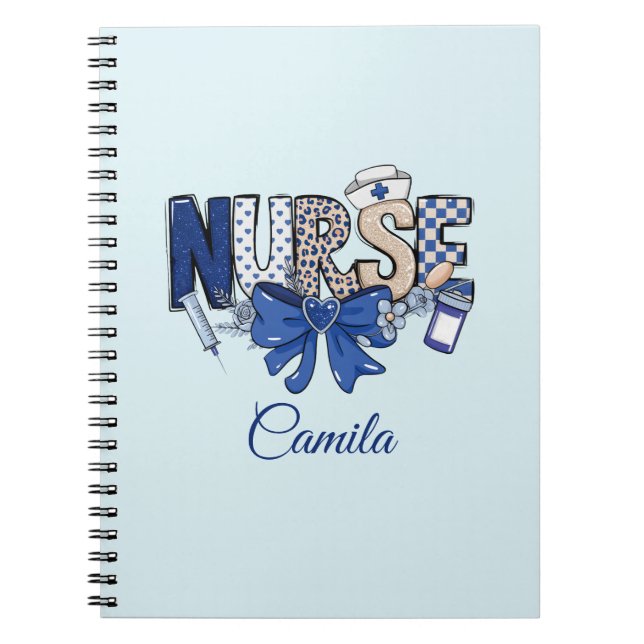 Caderno Espiral Personalized Nurse Notebook | Custom Nurse Journal (Frente)