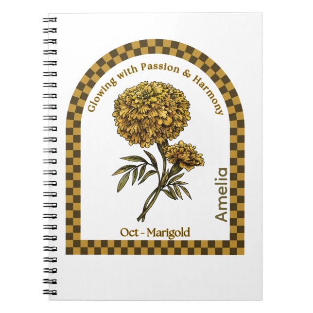 Caderno Espiral Personalized October Birth Month Flower Notebook (Frente)