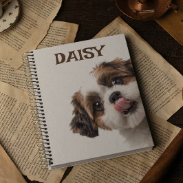 Caderno Espiral Personalized Pastel Brown Notebook Dog Photo