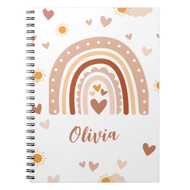 Caderno Espiral Personalized Pastel Rainbow Spiral Notebook  (Frente)