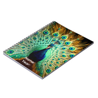 Caderno Espiral Personalized Peacock Frequencies Planner 