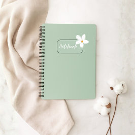 Caderno Espiral Personalized Sage Green Flower Spiral Notebook