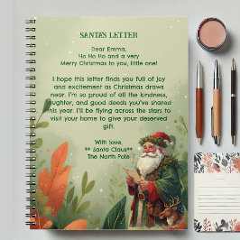 Caderno Espiral Personalized Santa Claus North Pole Reindeer Green