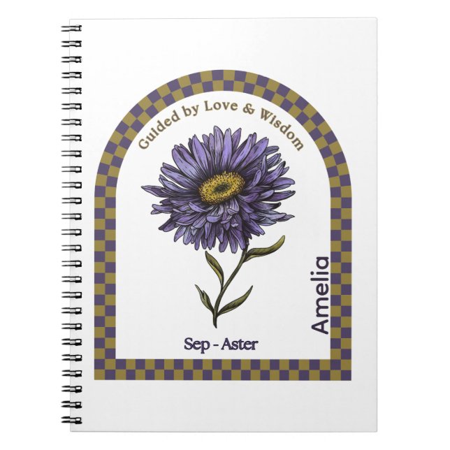 Caderno Espiral Personalized September Birth Month Flower Notebook (Frente)