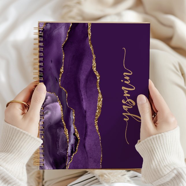 Caderno Espiral Personalized Signature Purple Gold Agate (Criador carregado)