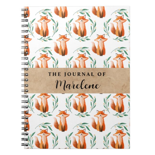 Caderno Espiral Personalized Spiral Photo Notebook – Cute Fox  (Frente)