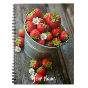 Caderno Espiral Personalized//Srawberries e balde das margaridas