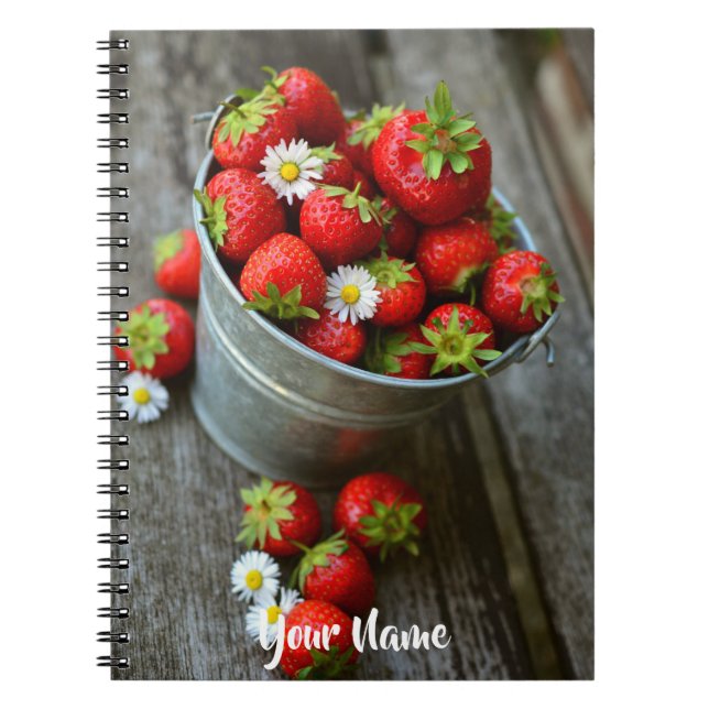 Caderno Espiral Personalized//Srawberries e balde das margaridas (Frente)