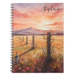 Caderno Espiral Personalized Sunset Wildflower Journal Notebook