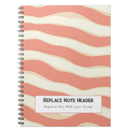 Caderno Espiral Personalized Terra Cotta and Cream Wave Patterned 