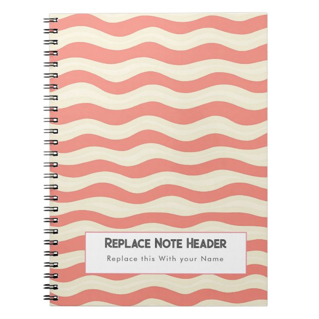 Caderno Espiral Personalized Terra Cotta and Cream Wave Patterned  (Frente)