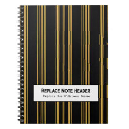 Caderno Espiral Personalized Vertical Stripe Black Gold