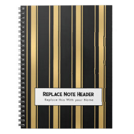 Caderno Espiral Personalized Vertical Stripe Black Gold