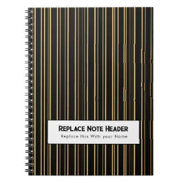 Caderno Espiral Personalized Vertical Stripe Black Gold