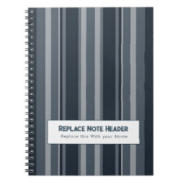 Caderno Espiral Personalized Vertical Stripe Blue Grey