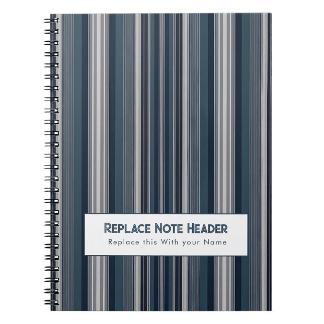 Caderno Espiral Personalized Vertical Stripe Blue Grey (Frente)