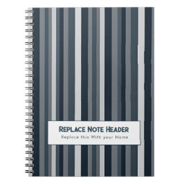 Caderno Espiral Personalized Vertical Stripe Blue Grey