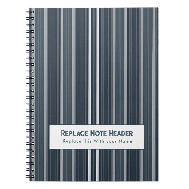 Caderno Espiral Personalized Vertical Stripe Blue Grey (Frente)