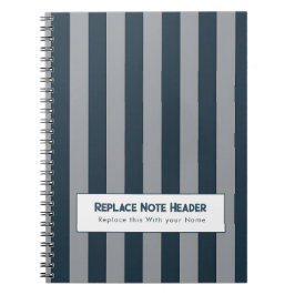 Caderno Espiral Personalized Vertical Stripe Blue Grey