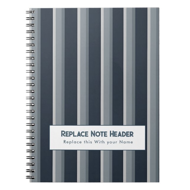 Caderno Espiral Personalized Vertical Stripe Blue Grey (Frente)