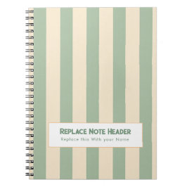 Caderno Espiral Personalized Vertical Stripe Green Cream