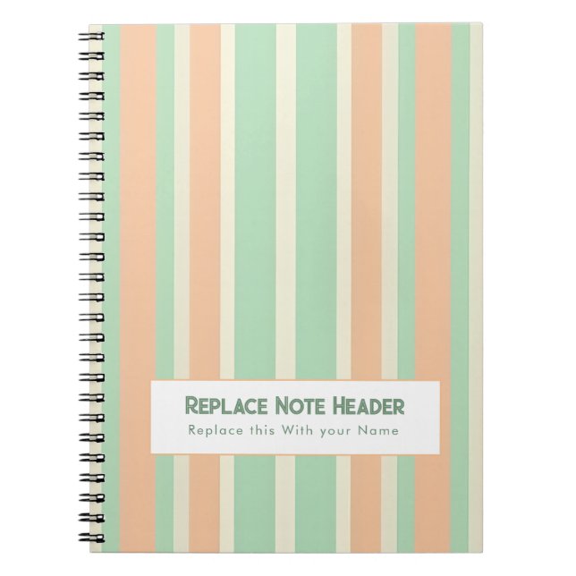 Caderno Espiral Personalized Vertical Stripe Green Orange (Frente)