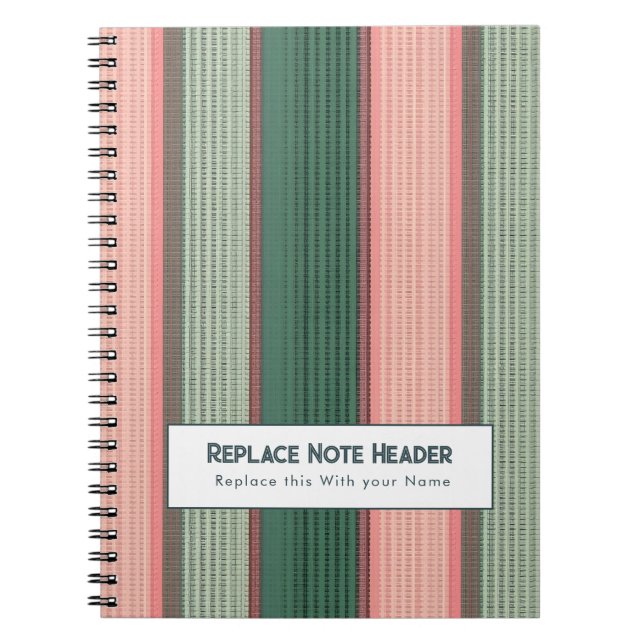 Caderno Espiral Personalized Vertical Stripe Green Pink (Frente)