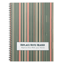 Caderno Espiral Personalized Vertical Stripe Teal Pink
