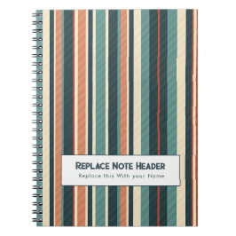 Caderno Espiral Personalized Vertical Stripe Teal Rust