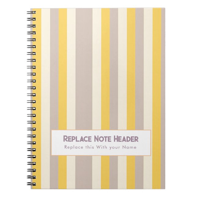 Caderno Espiral Personalized Vertical Stripe Yellow Lavender (Frente)