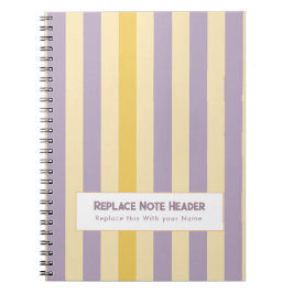 Caderno Espiral Personalized Vertical Stripe Yellow Lavender