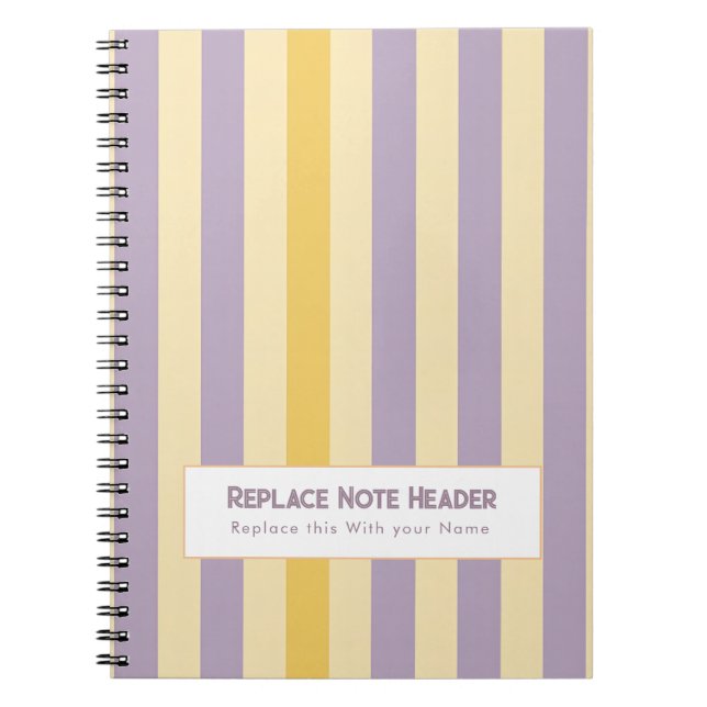 Caderno Espiral Personalized Vertical Stripe Yellow Lavender (Frente)