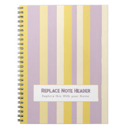 Caderno Espiral Personalized Vertical Stripe Yellow Lavender