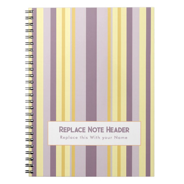 Caderno Espiral Personalized Vertical Stripe Yellow Lavender (Frente)