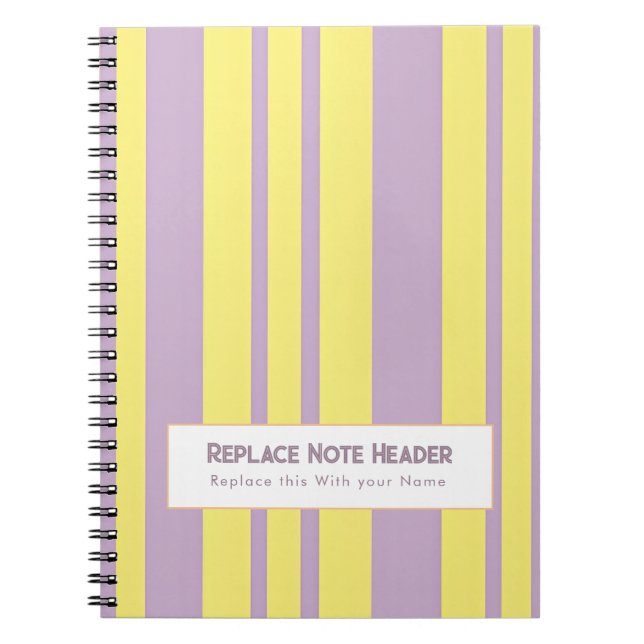 Caderno Espiral Personalized Vertical Stripe Yellow Lavender (Frente)