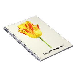 Caderno Espiral Personalized Yellow and red tulip