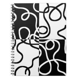 Caderno Espiral Persuasão linear II: Abstrato preto e branco