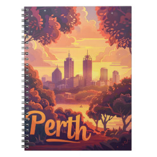Caderno Espiral Perth Twilight: Sinfonia do Sol sobre o rio Swan