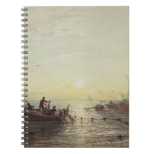 Caderno Espiral Pesca ao amanhecer da costa perto de Marselha