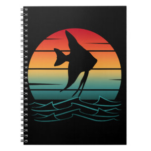 Caderno Espiral Pesca ao pôr do sol peixe vintage
