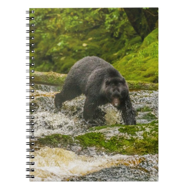 Caderno Espiral Pesca com Urso Negro | Qua Creek British Columbia (Frente)