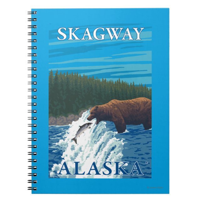 Caderno Espiral Pesca do Urso em Skagway, Alasca (Frente)