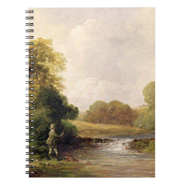 Caderno Espiral Pesca: Jogando um peixe (óleo em canvas) (Frente)