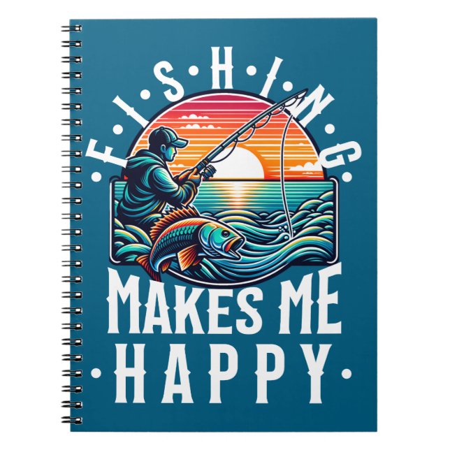 Caderno Espiral Pesca me deixa feliz (Frente)