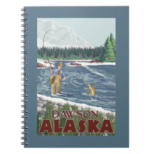 Caderno Espiral Pescador da mosca - Dawson, Alaska