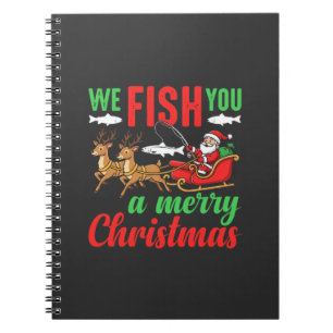 Caderno Espiral Pescaria de Natal Feliz Peixe Você